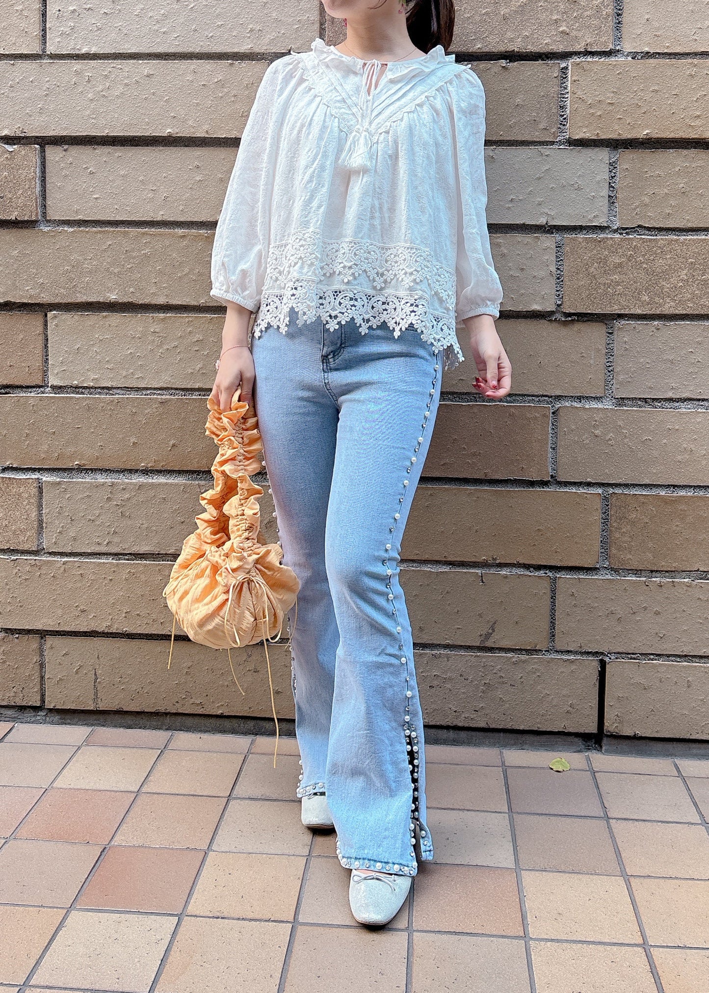 サイドビジューデニム