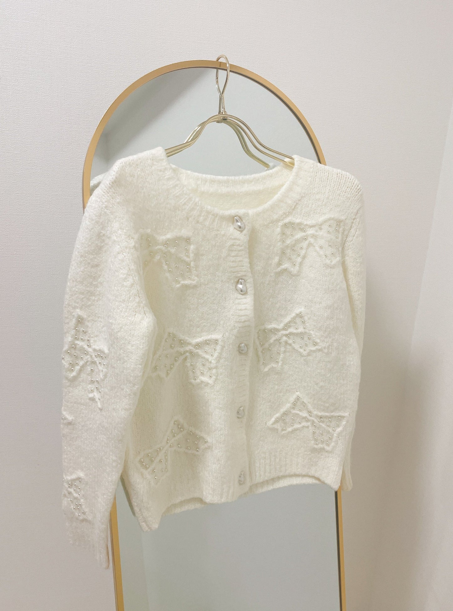 ふわふわパールリボンカーディガン