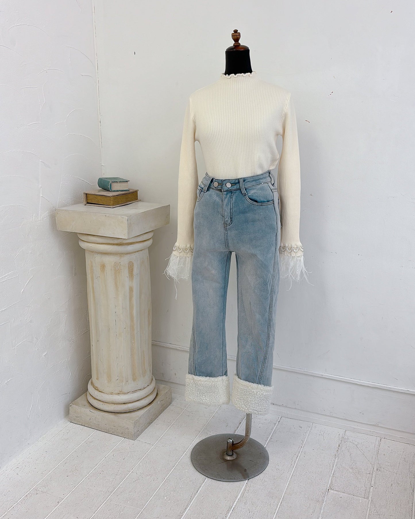 裏起毛あったかボアデニム