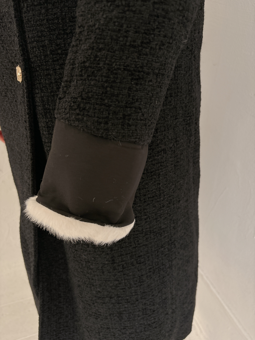 マフラー付きノーカラーコート