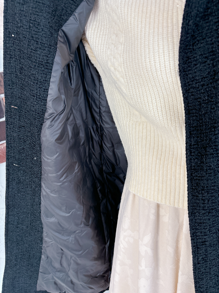 マフラー付きノーカラーコート