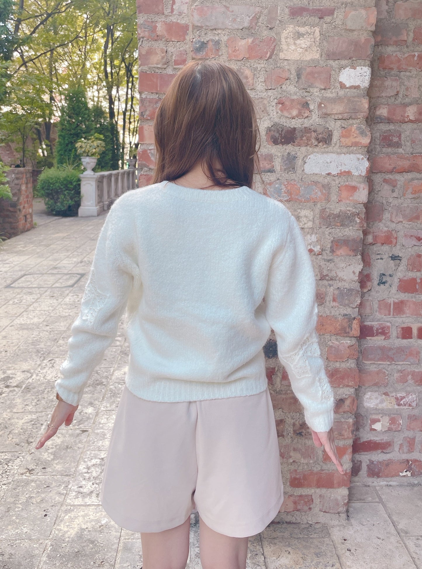 ふわふわパールリボンカーディガン