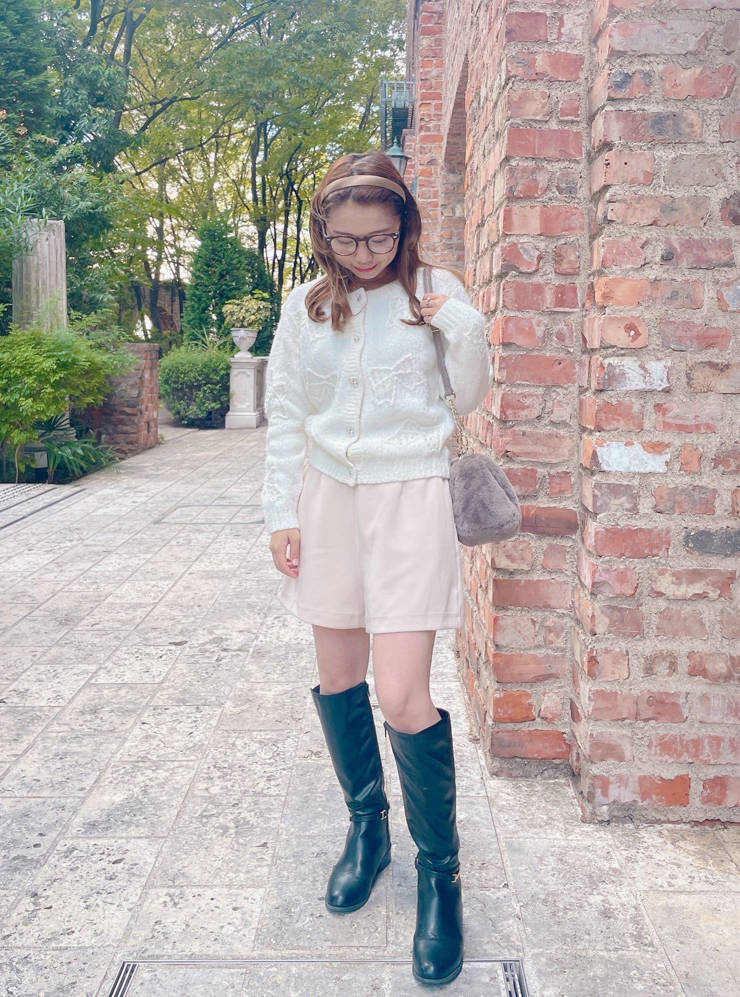 ふわふわパールリボンカーディガン