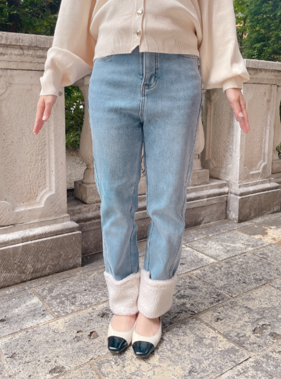 裏起毛あったかボアデニム