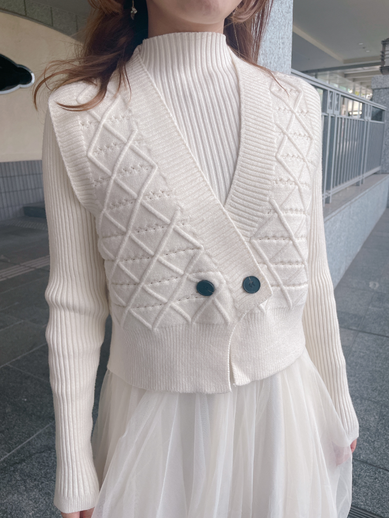 ベスト付きニットワンピース