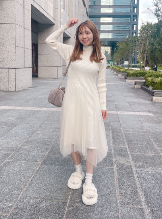 ベスト付きニットワンピース