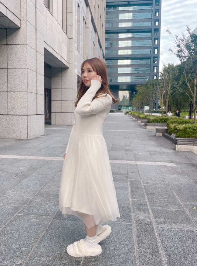 ベスト付きニットワンピース