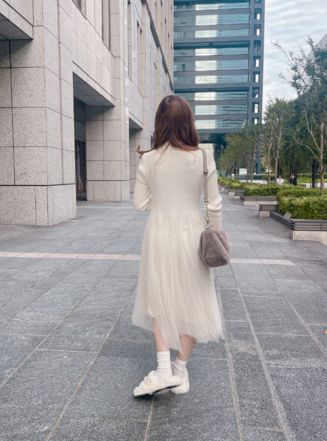 ベスト付きニットワンピース