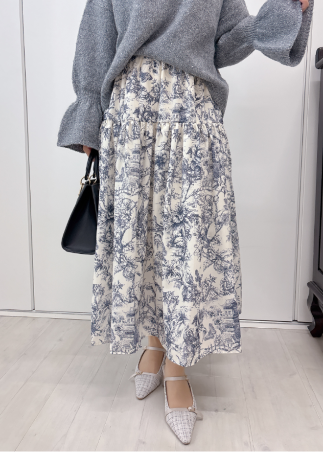 トワルドジュイ柄スカート