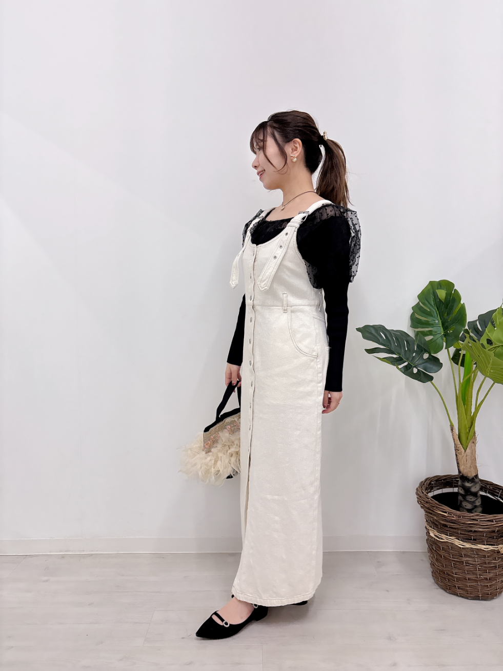 ホワイトデニムジャンスカ