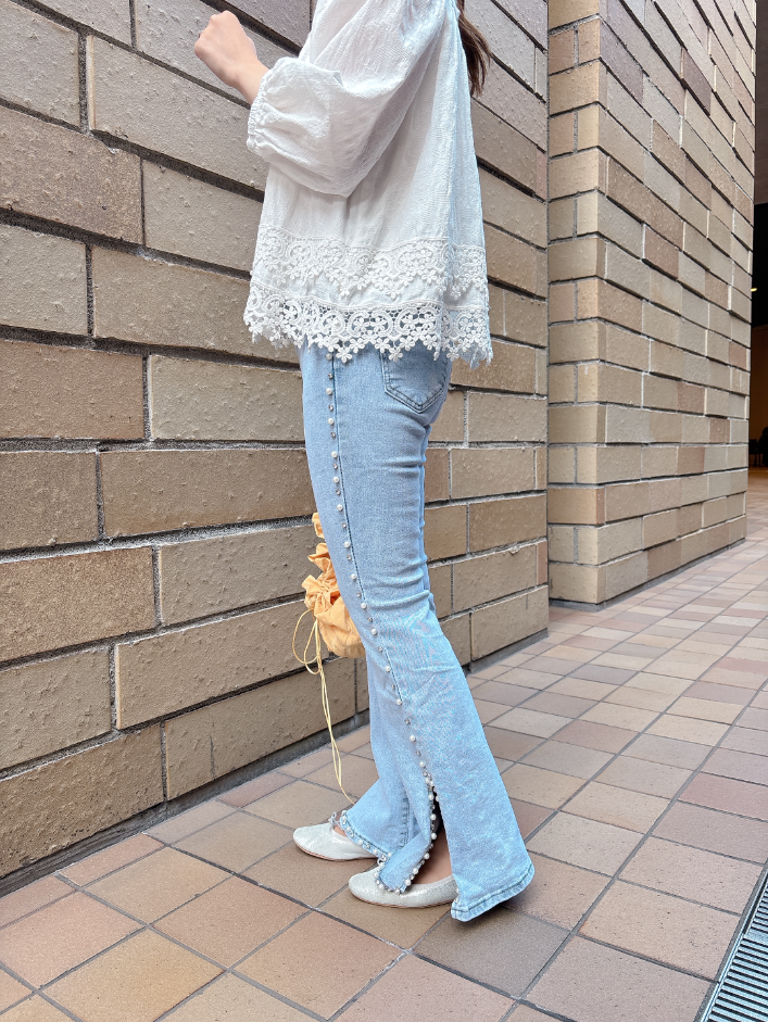 サイドビジューデニム