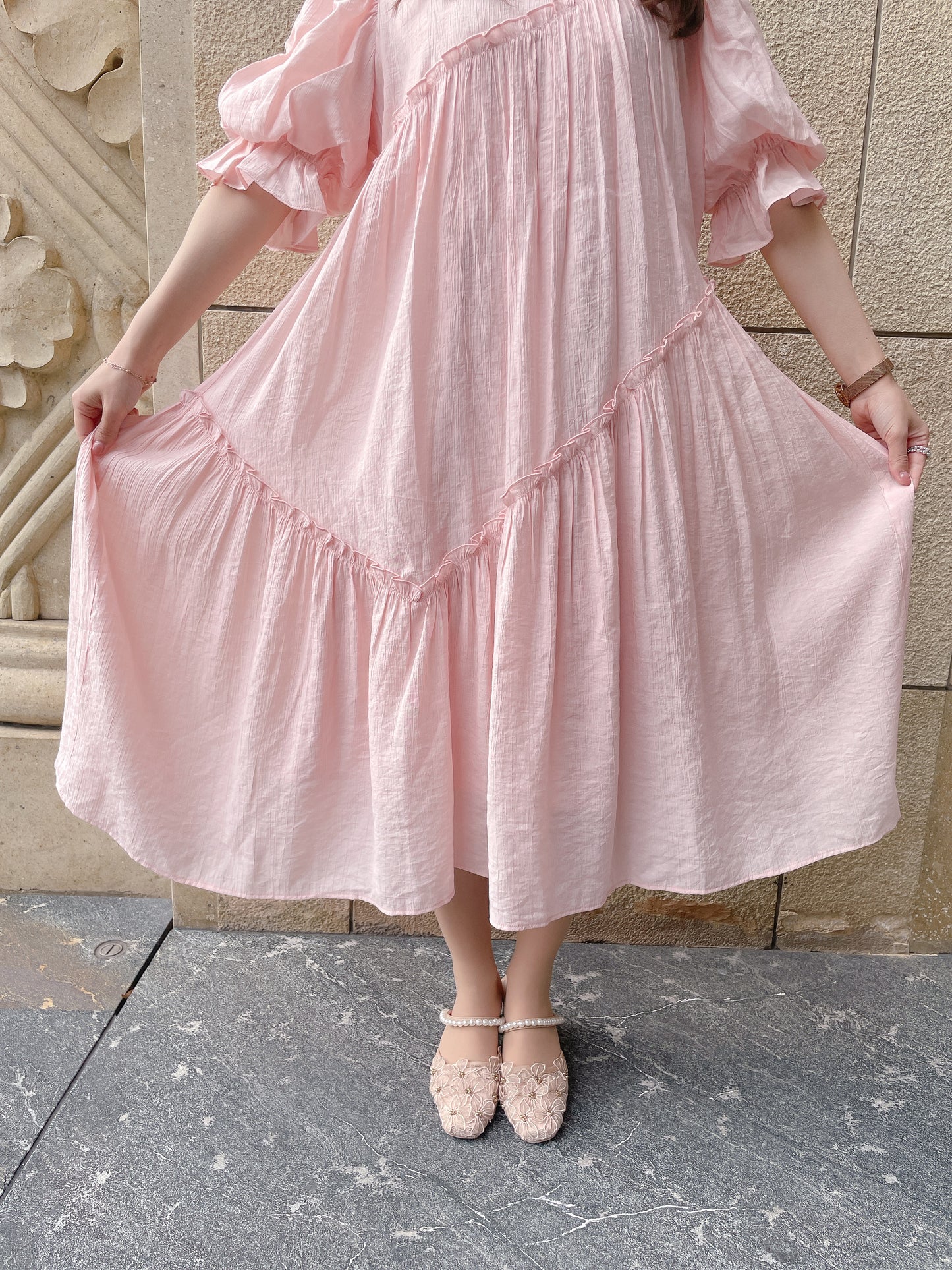 パフスリーブフレンチワンピース