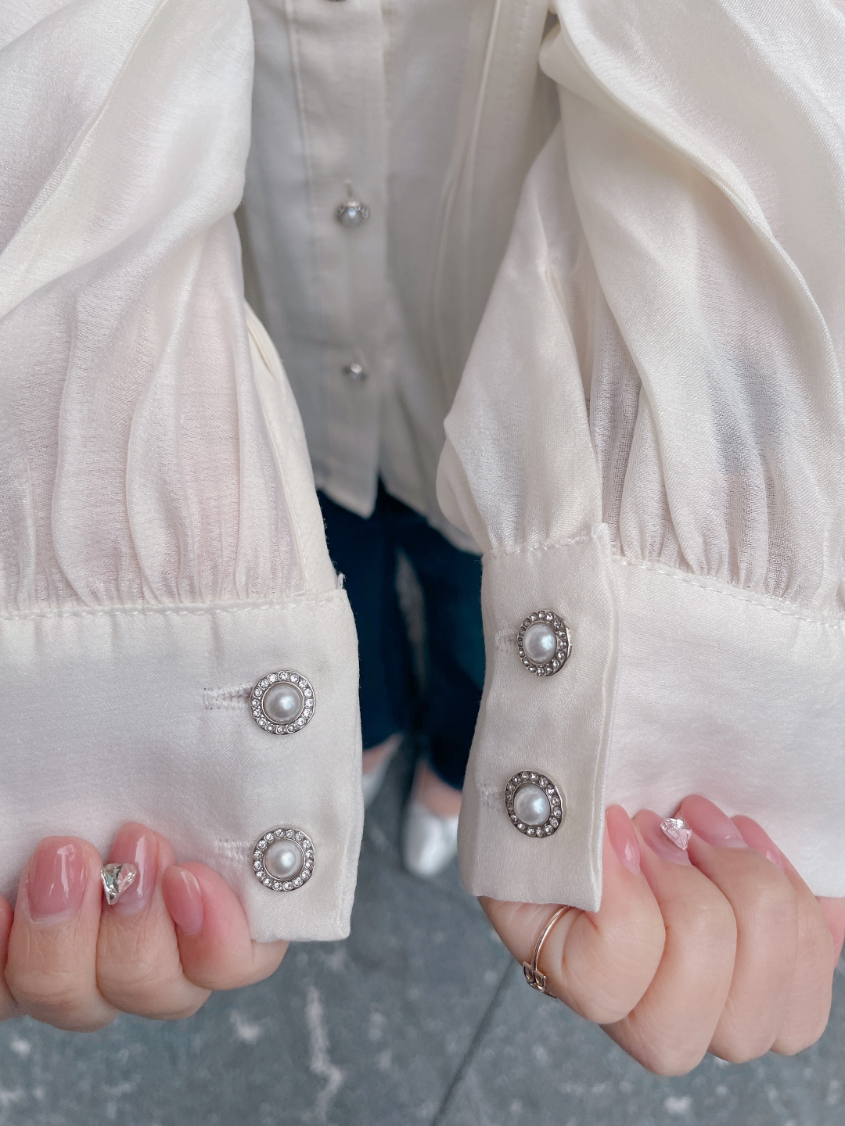 カットワーク刺繍シフォンブラウス