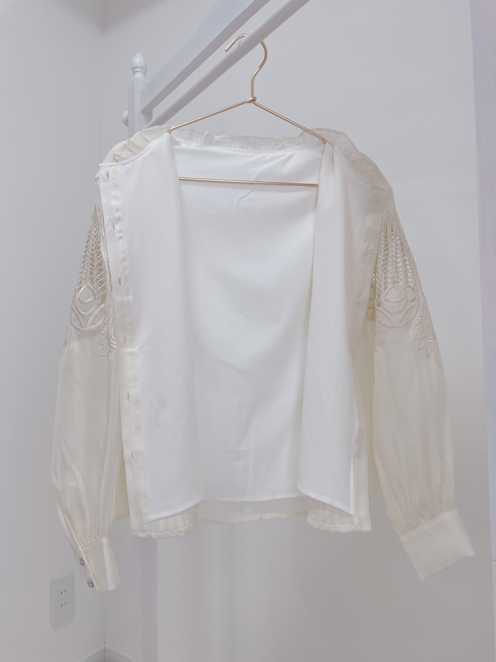 カットワーク刺繍シフォンブラウス