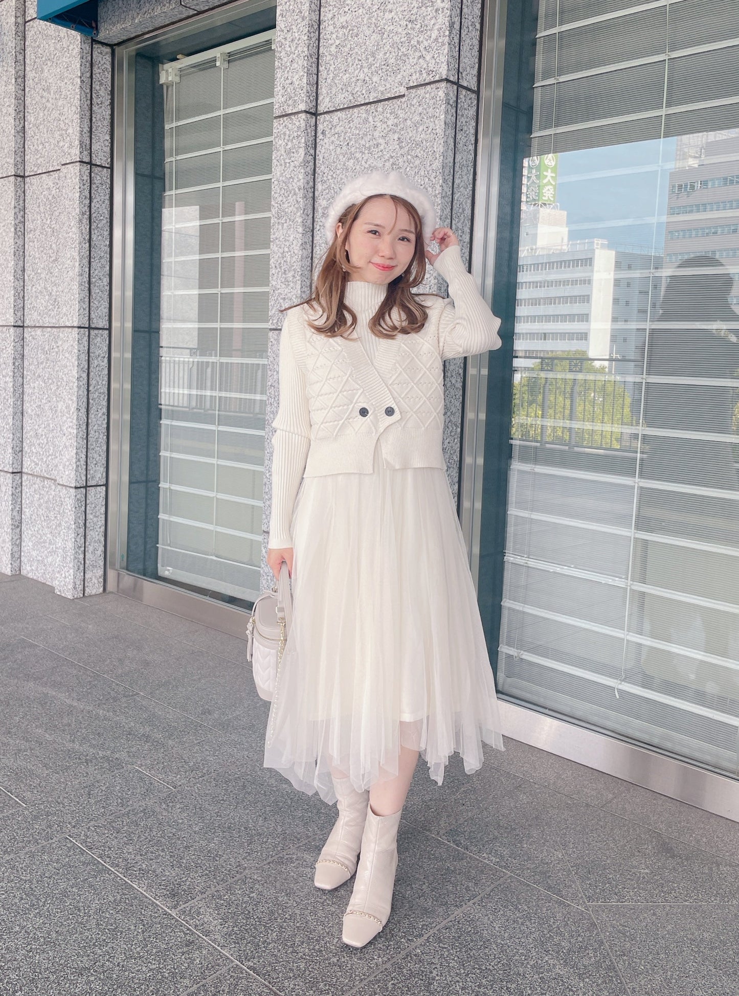 ベスト付きニットワンピース