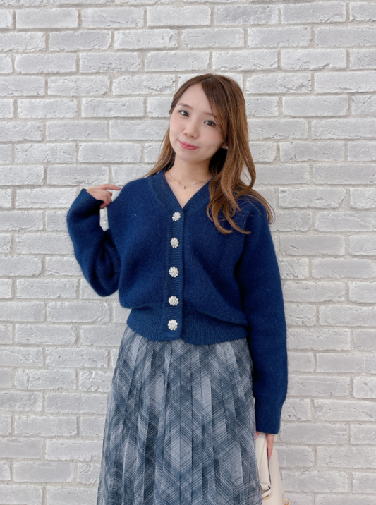 モヘアライクビジューカーディガン