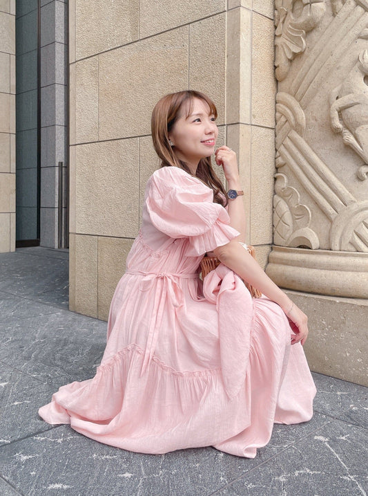 パフスリーブフレンチワンピース