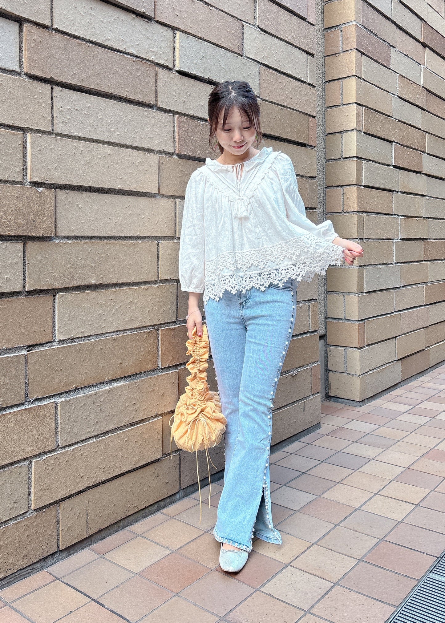 サイドビジューデニム