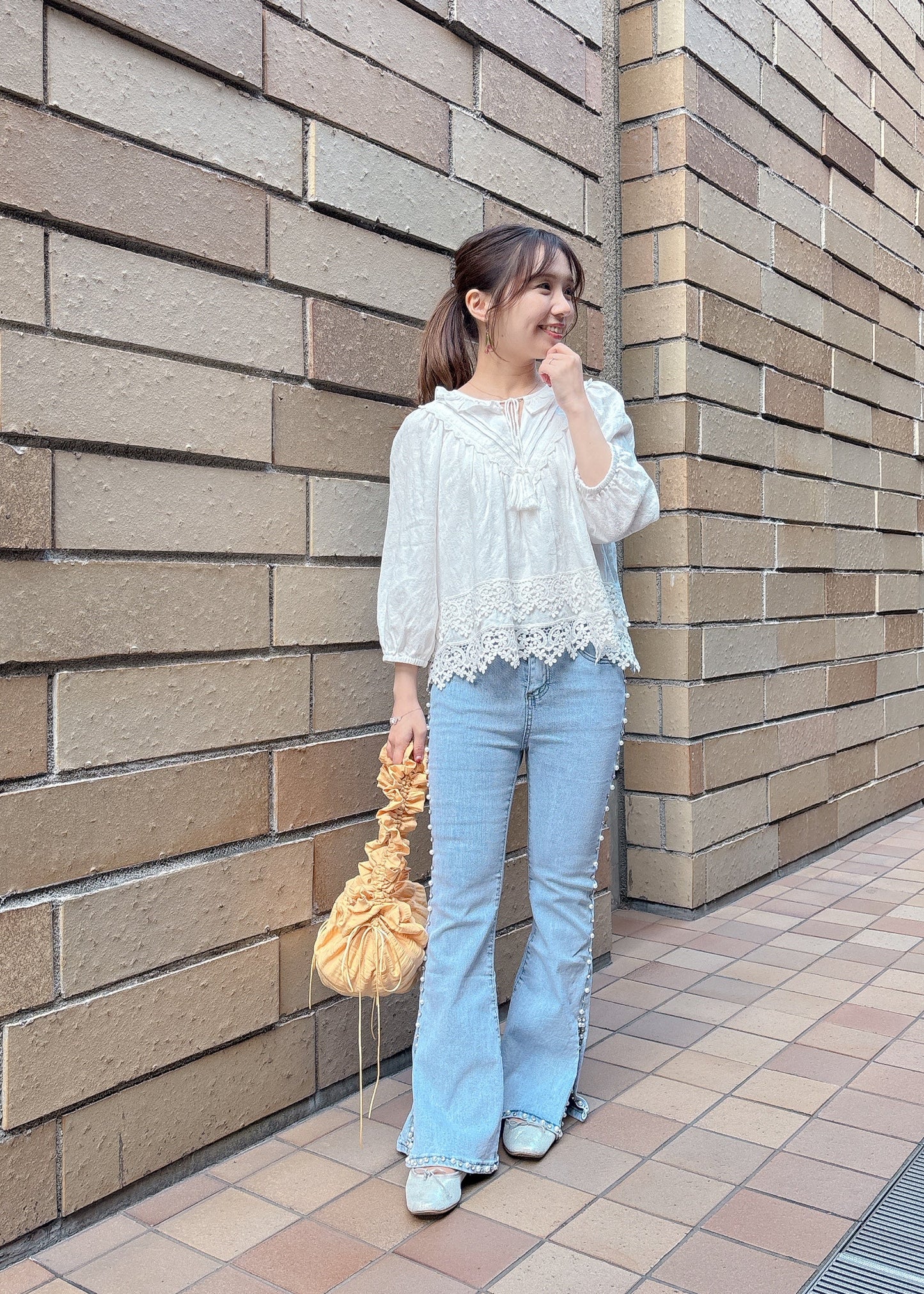 サイドビジューデニム