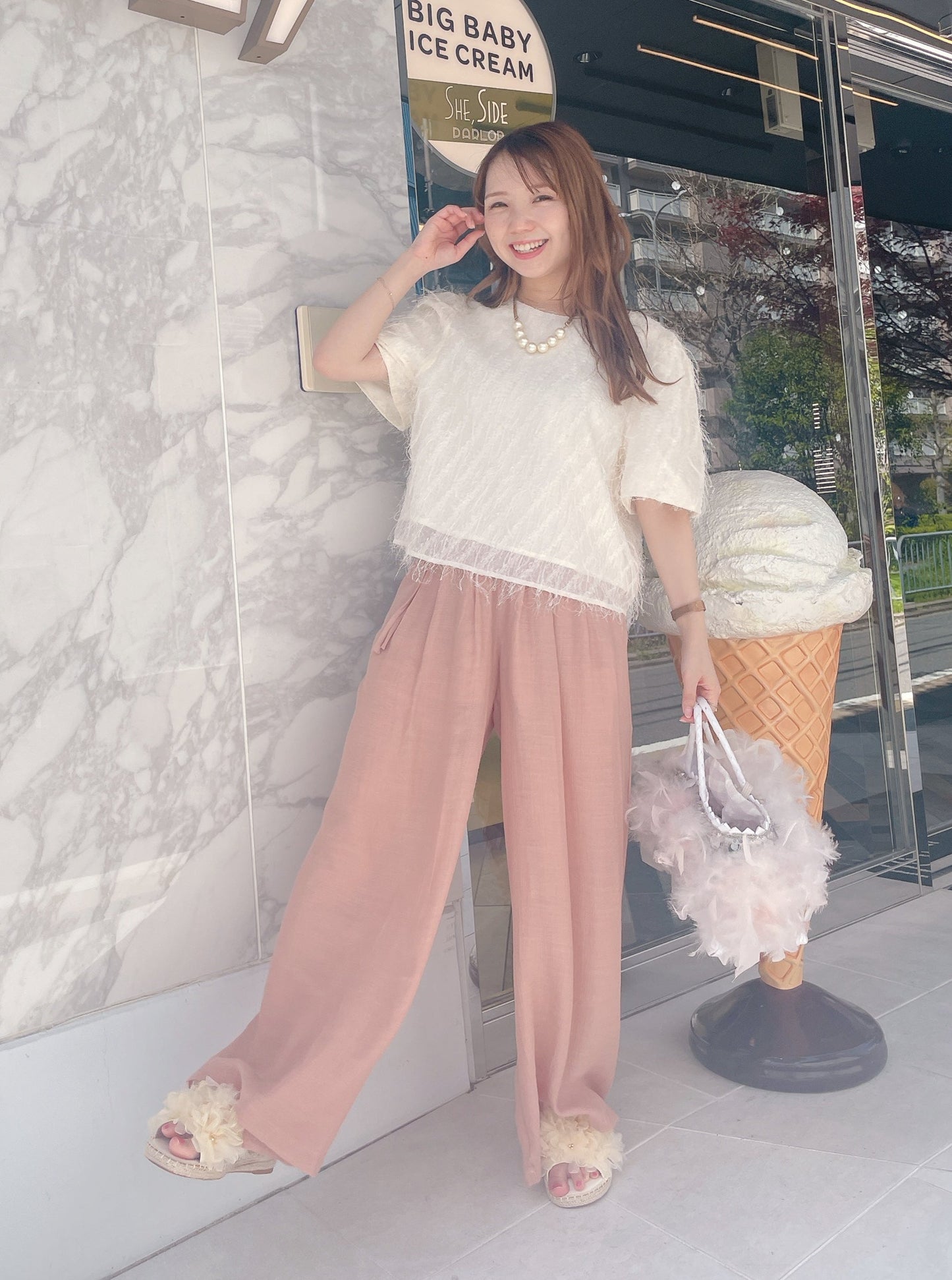 楊柳ワイドパンツ