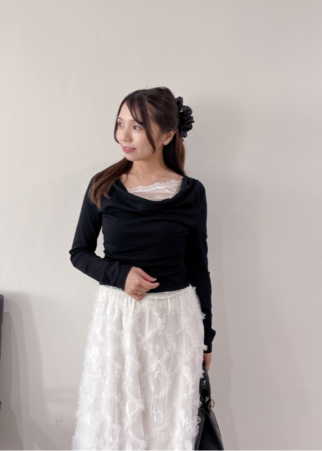 レースドレープカットソー