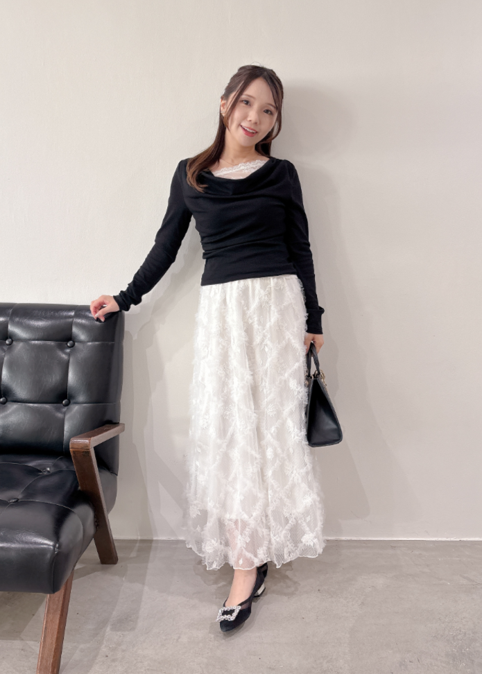 レースドレープカットソー