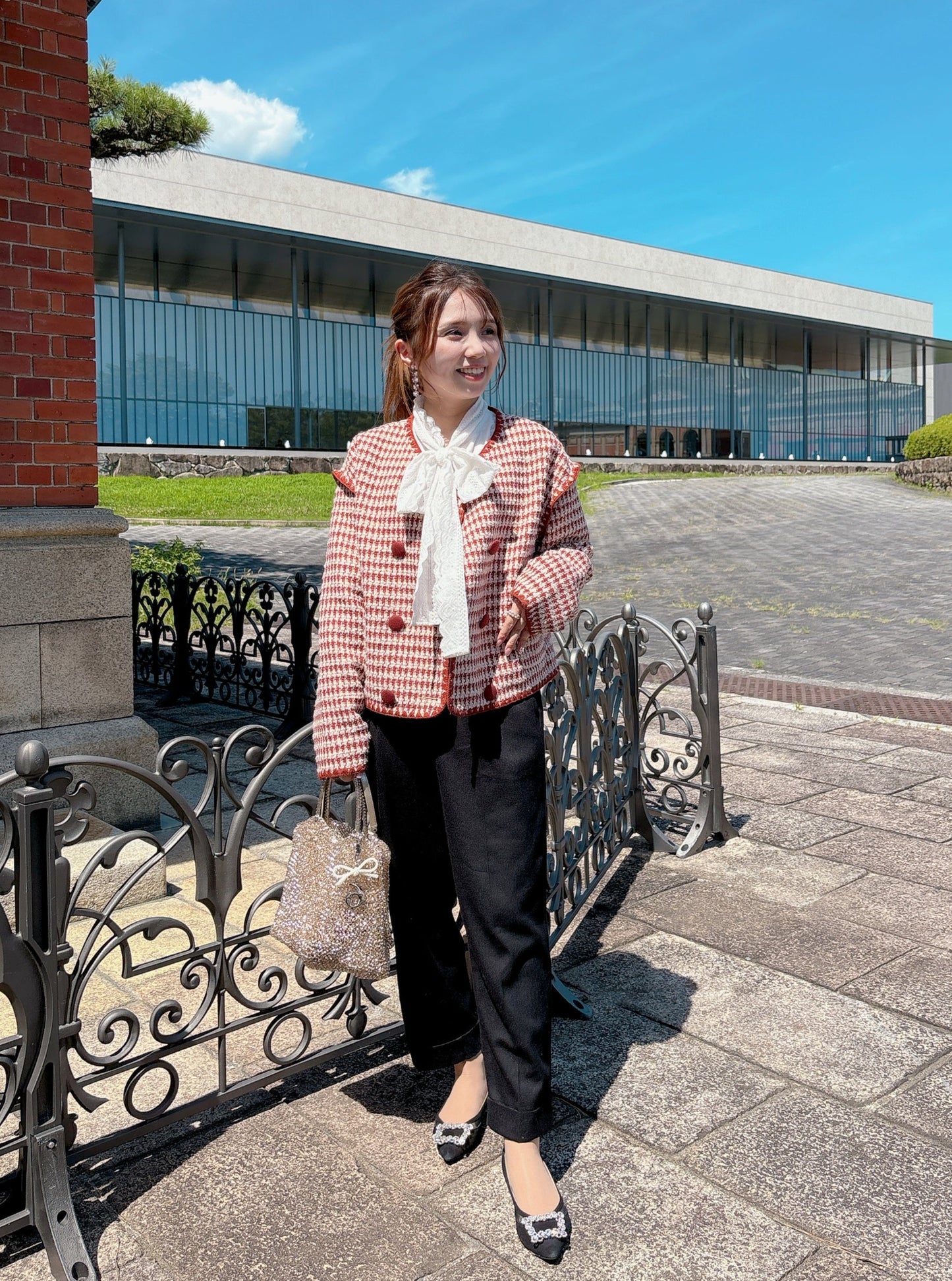 レースボウタイブラウス