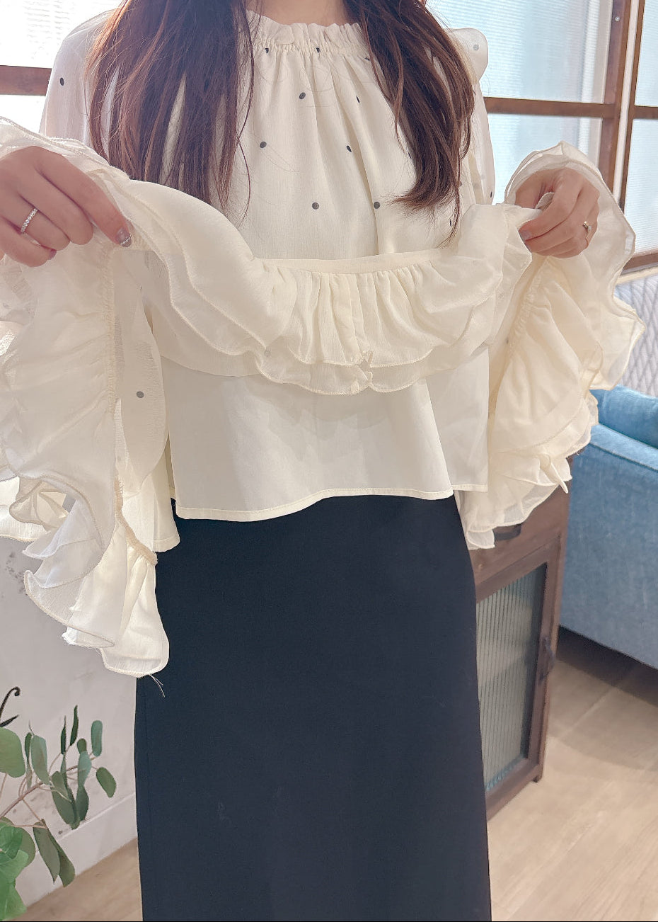 ドット柄シフォンブラウス