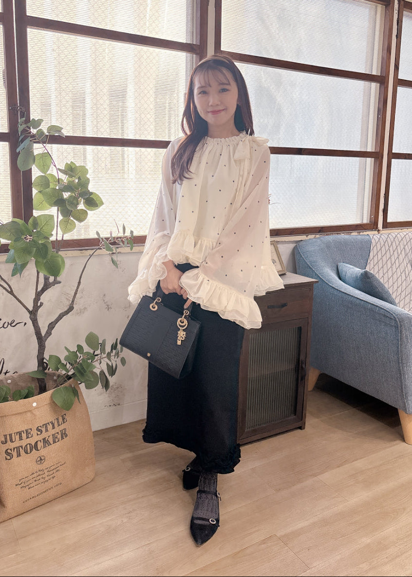 ドット柄シフォンブラウス