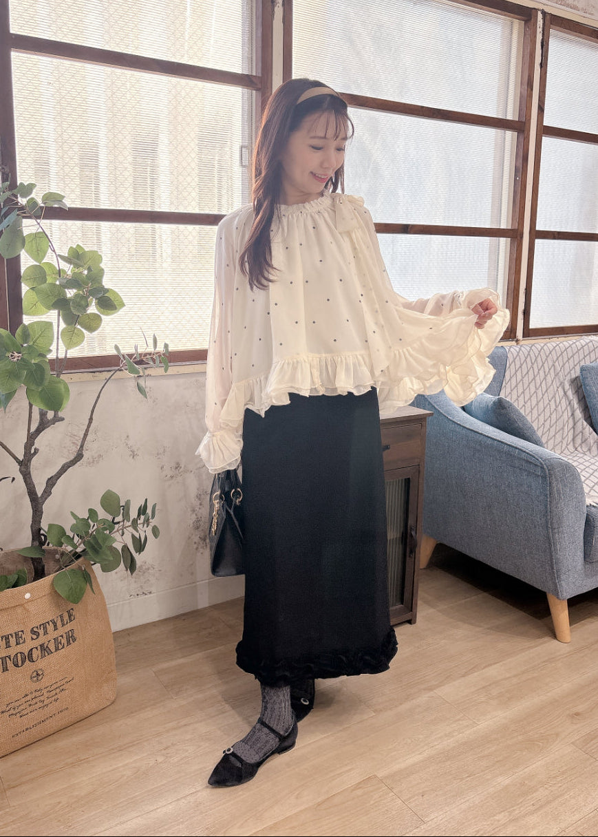 ドット柄シフォンブラウス