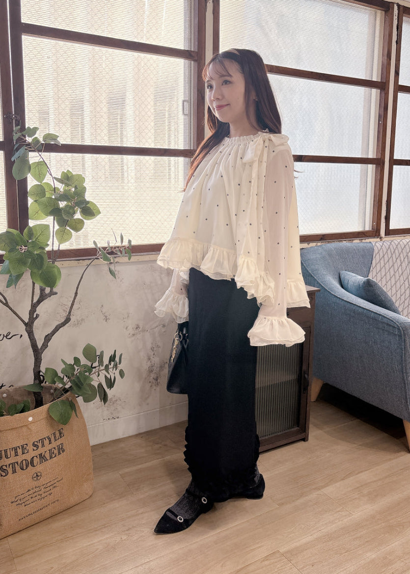 ドット柄シフォンブラウス