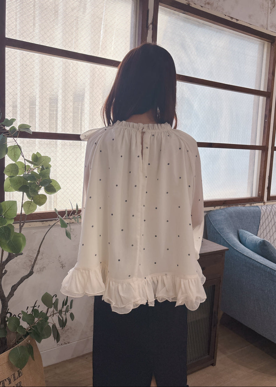ドット柄シフォンブラウス
