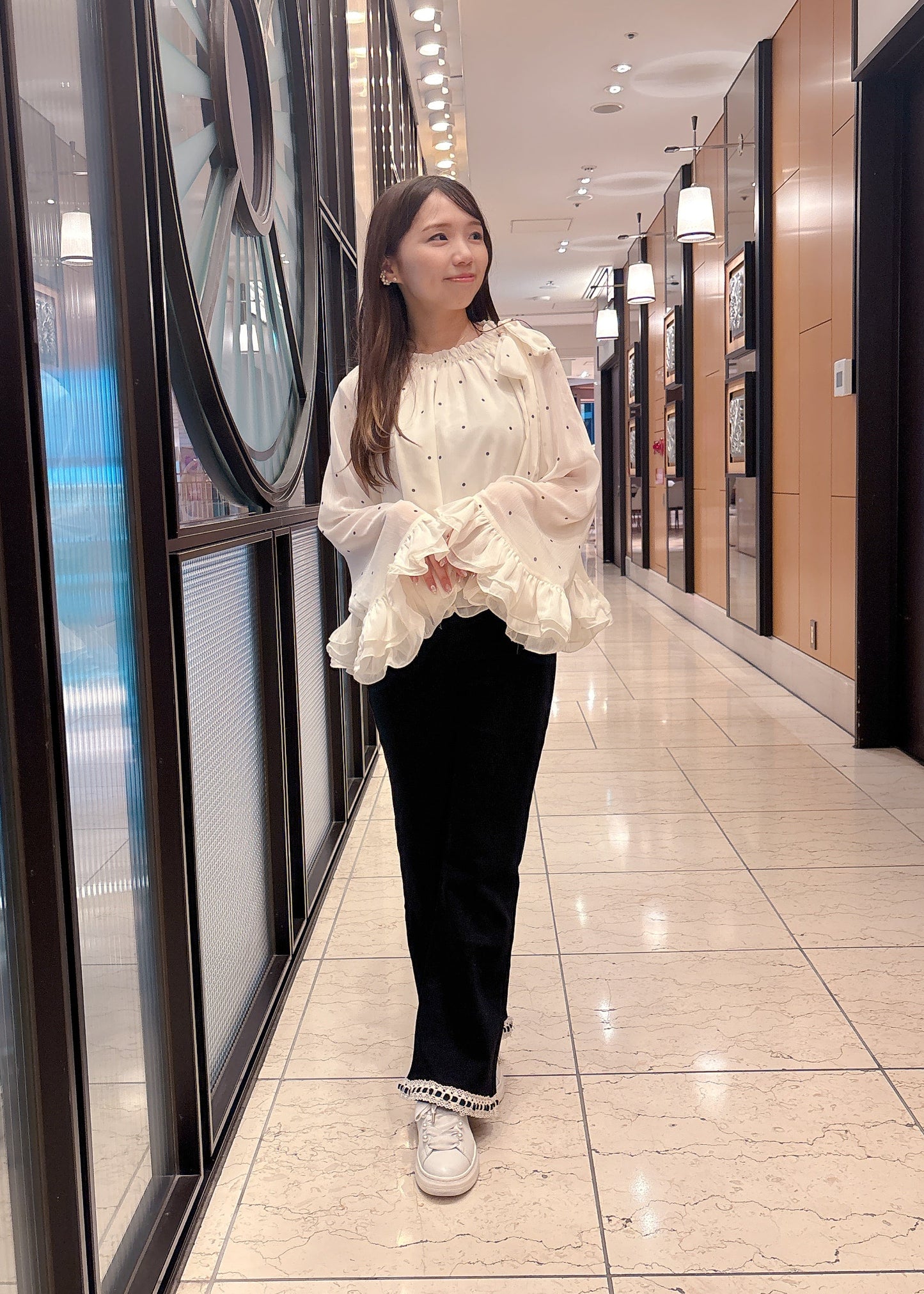 ドット柄シフォンブラウス