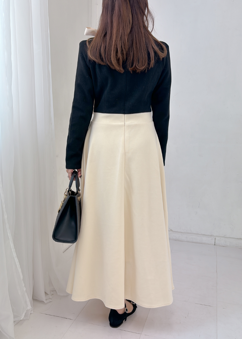 リボンモノトーンワンピース