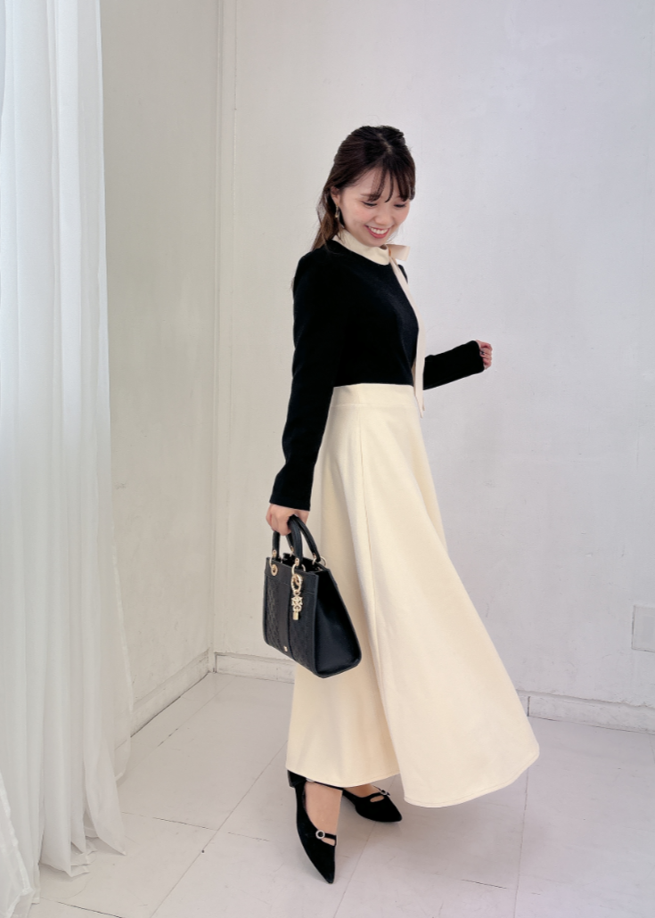 リボンモノトーンワンピース