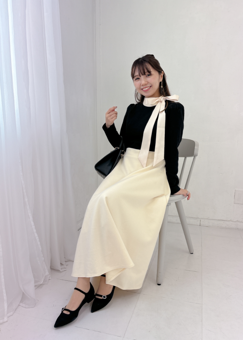 リボンモノトーンワンピース