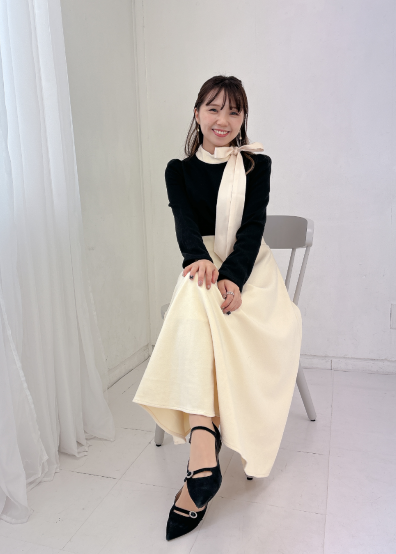 リボンモノトーンワンピース