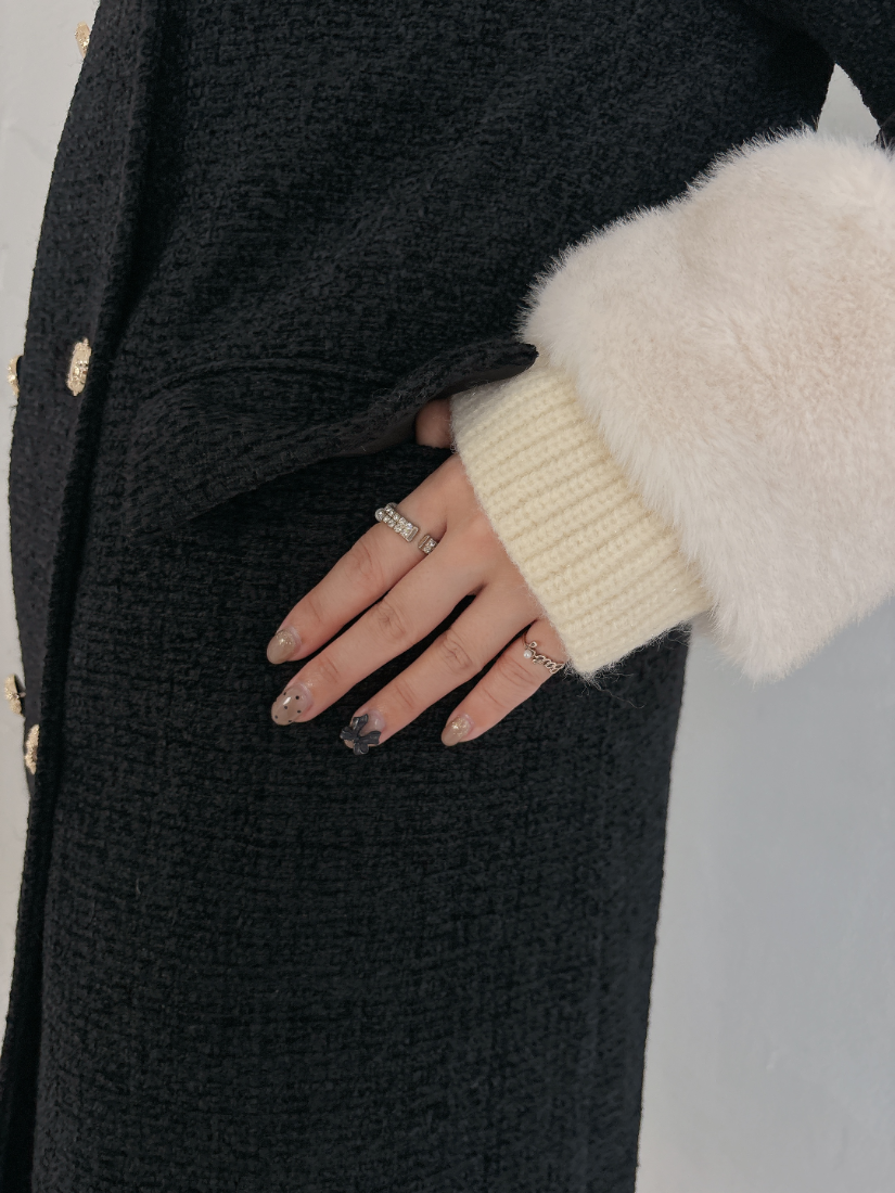 マフラー付きノーカラーコート