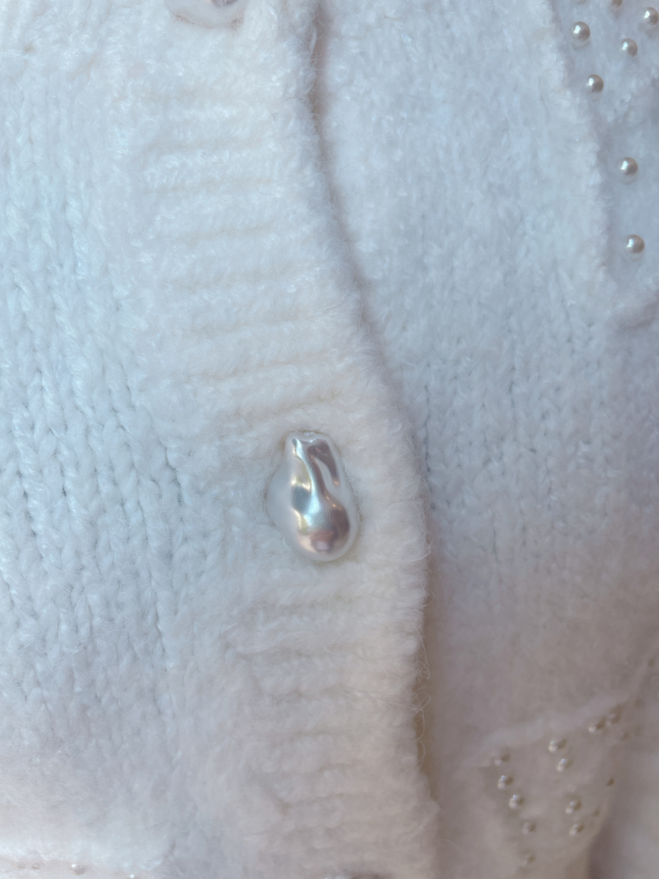 ふわふわパールリボンカーディガン