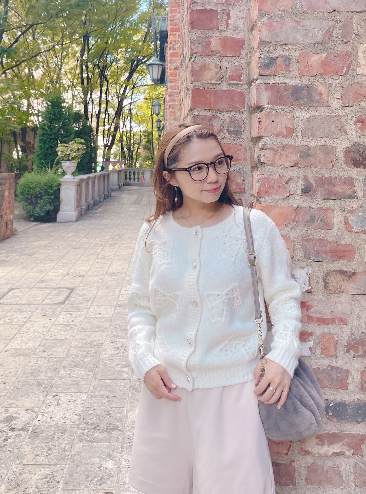 ふわふわパールリボンカーディガン