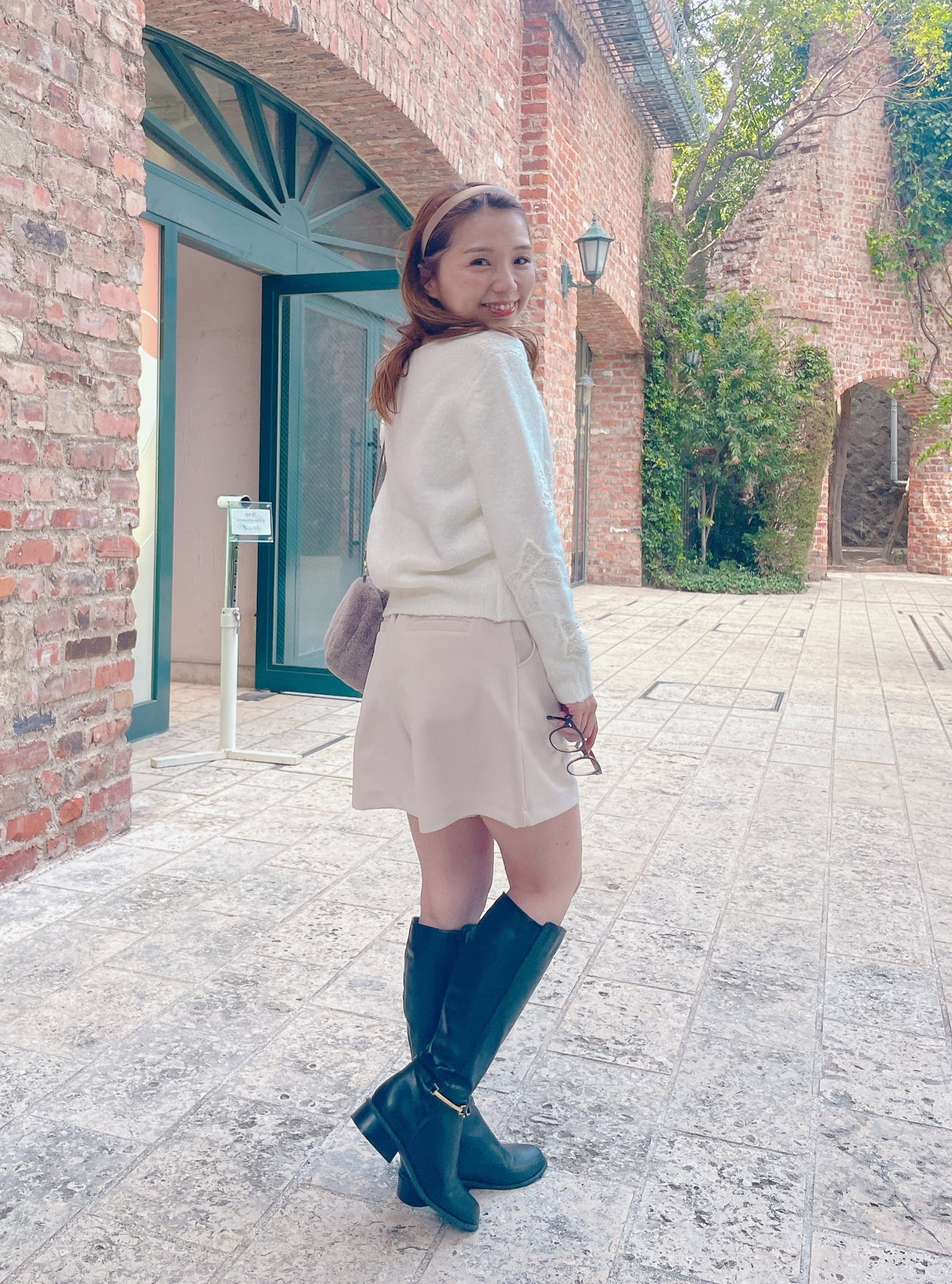 ふわふわパールリボンカーディガン