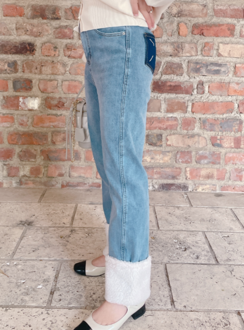 裏起毛あったかボアデニム