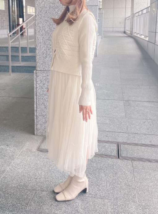 ベスト付きニットワンピース