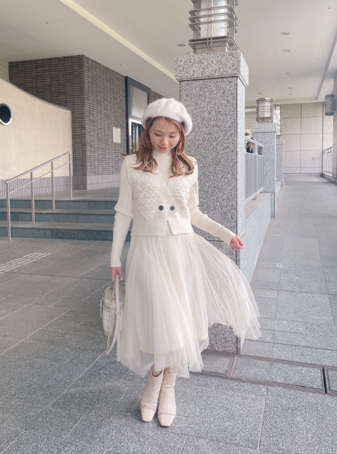 ベスト付きニットワンピース