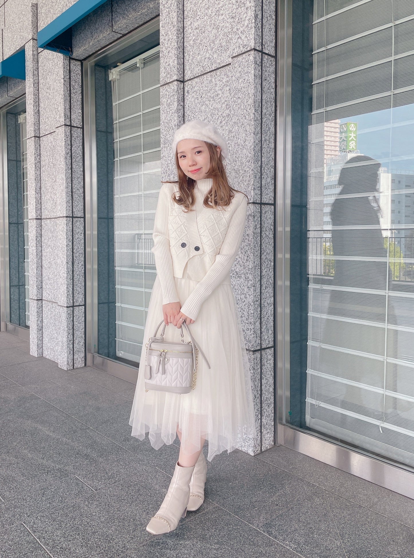 ベスト付きニットワンピース