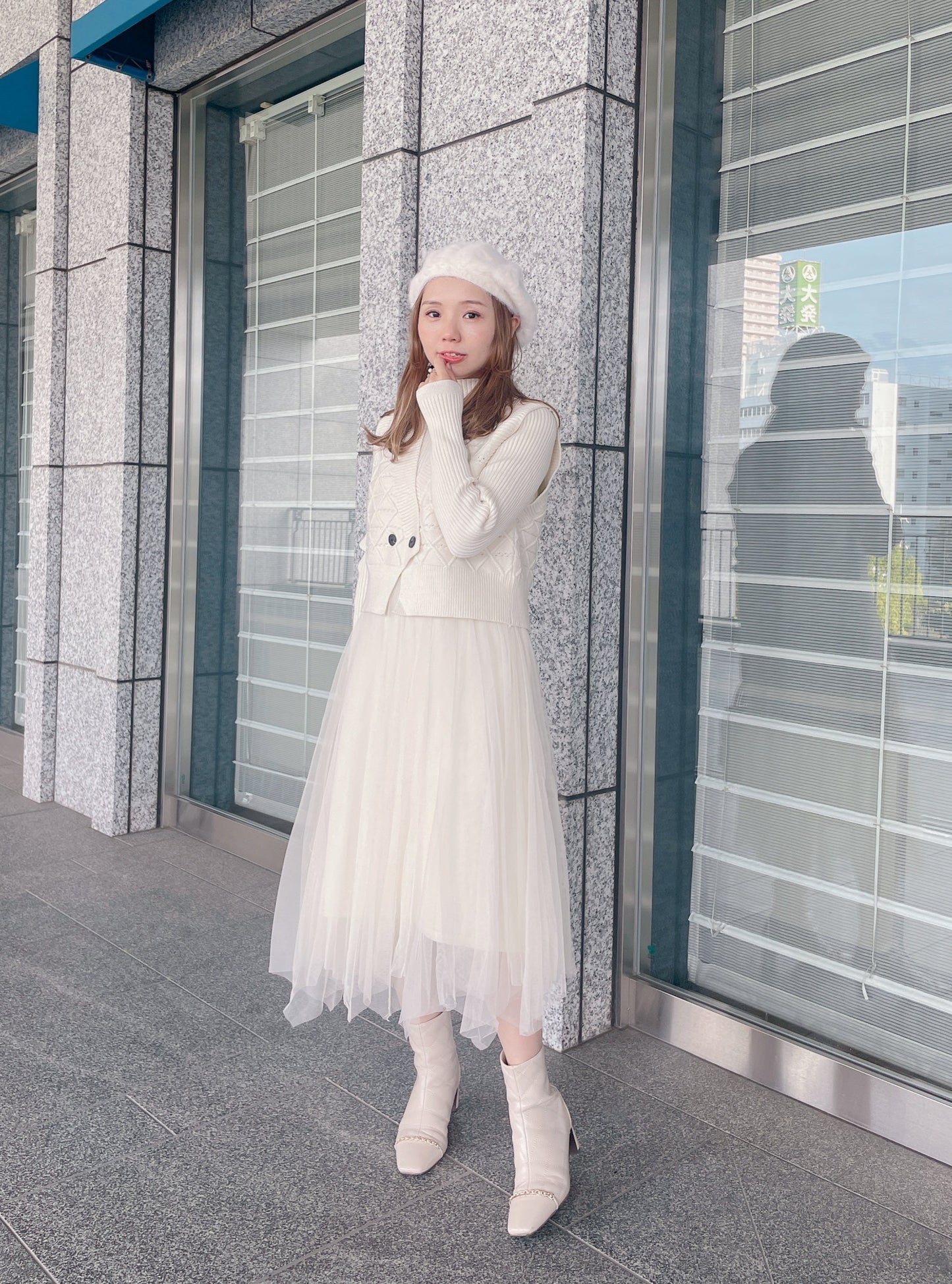 ベスト付きニットワンピース