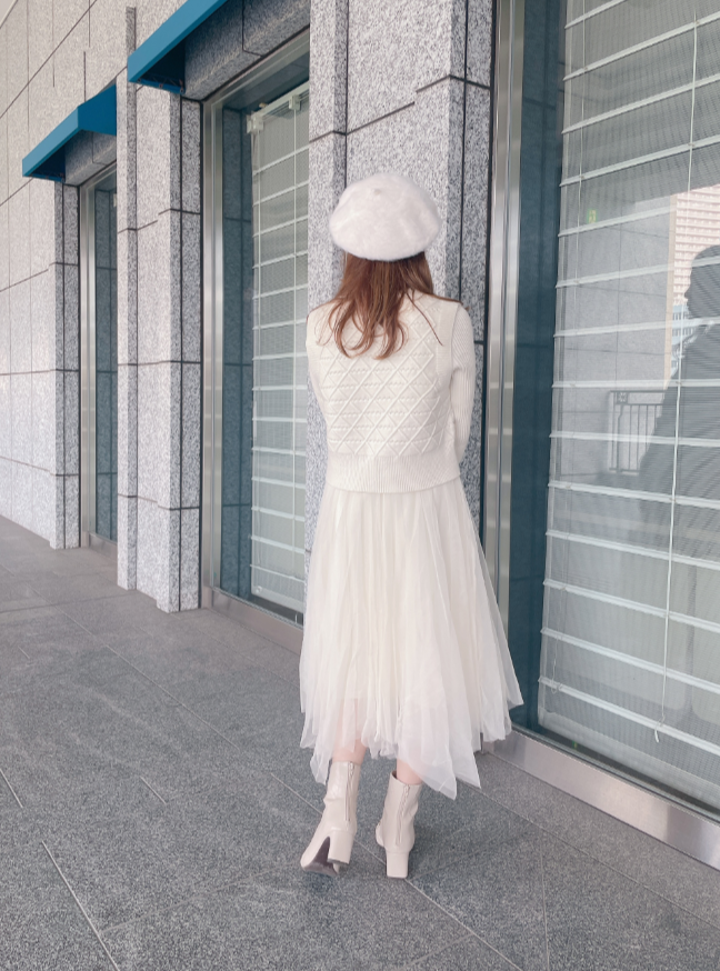 ベスト付きニットワンピース