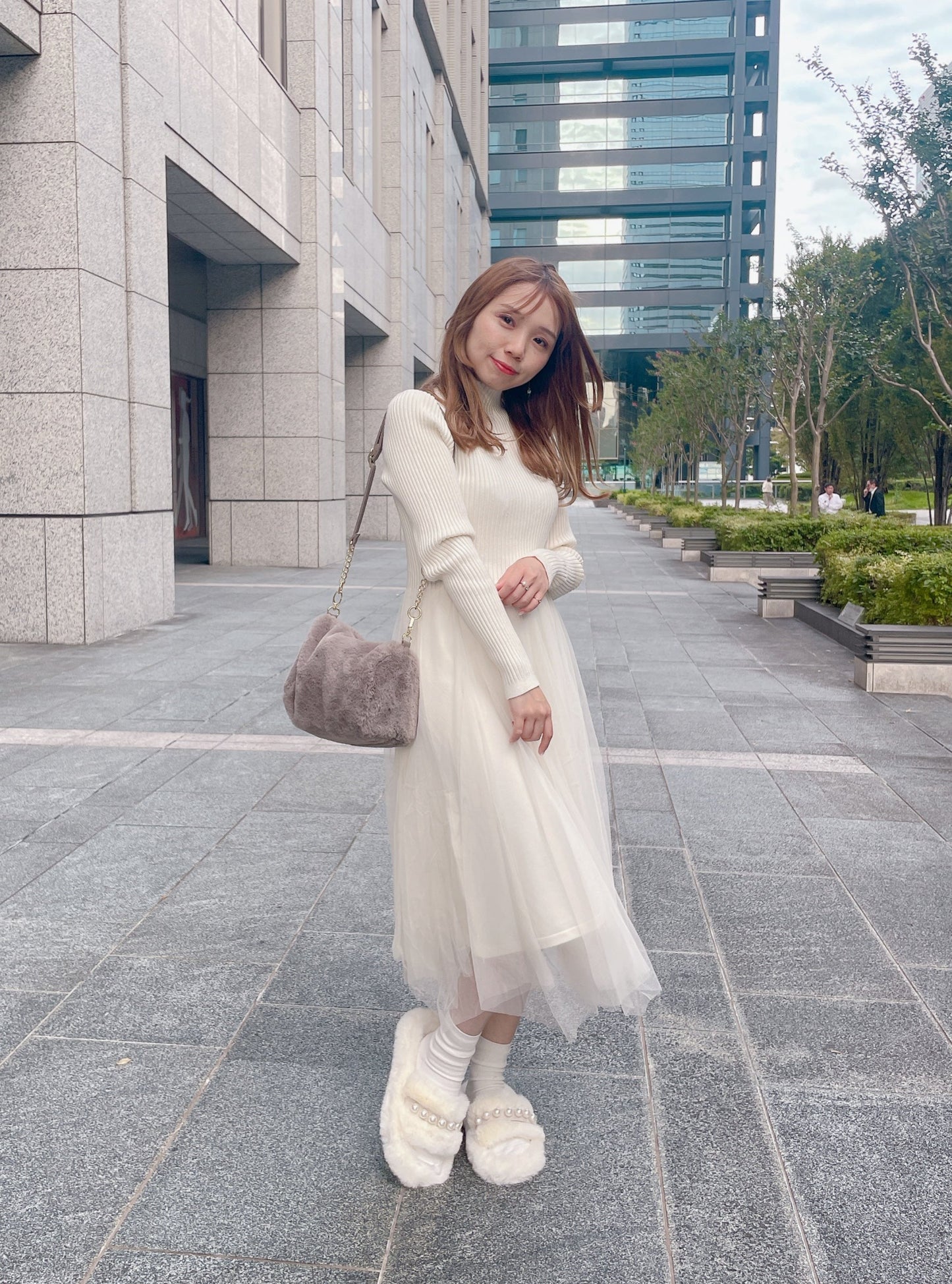 ベスト付きニットワンピース