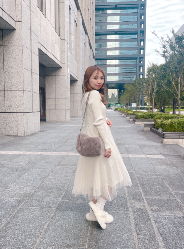 ベスト付きニットワンピース