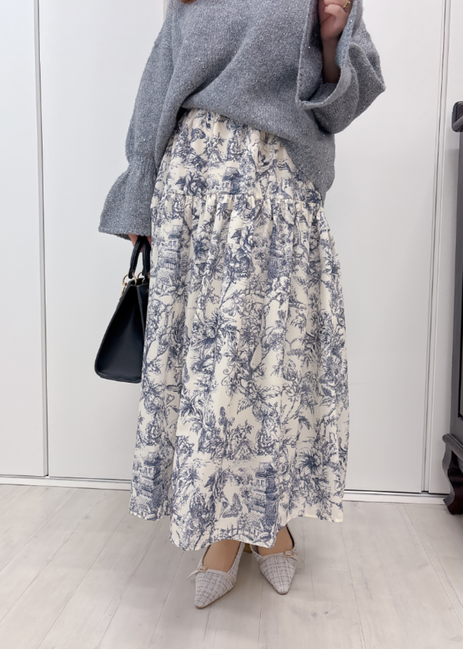 トワルドジュイ柄スカート